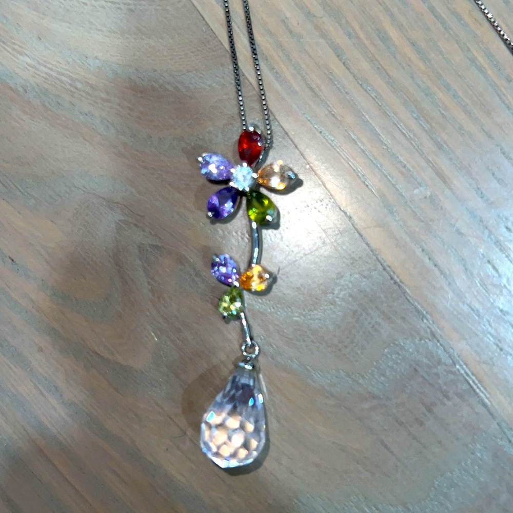 Gemstone & Crystal Flower Necklace
